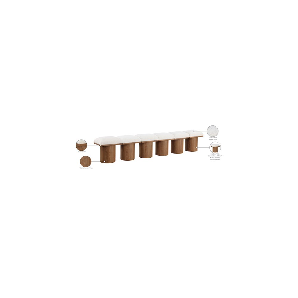 Pavilion Cream Boucle Fabric Bench. Picture 7