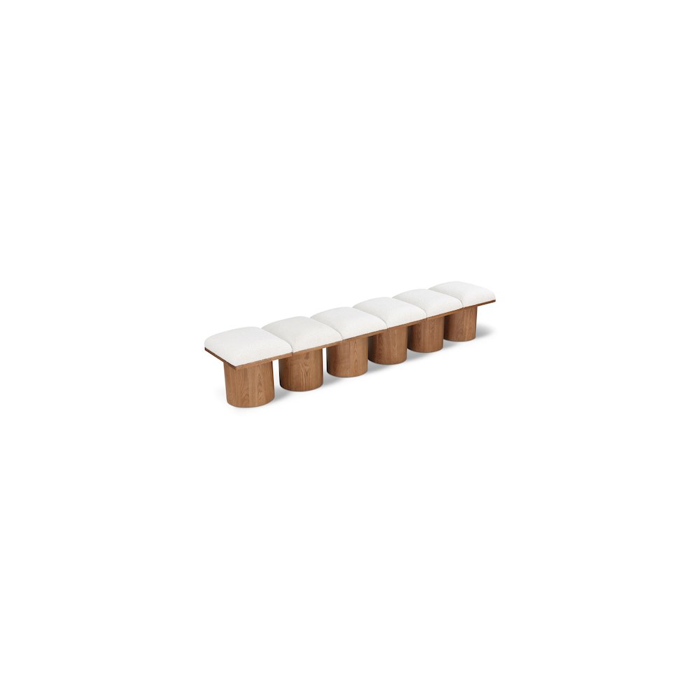 Pavilion Cream Boucle Fabric Bench. Picture 1