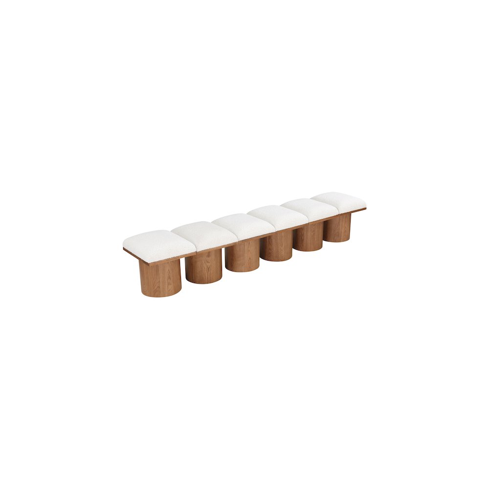 Pavilion Cream Boucle Fabric Bench. Picture 4