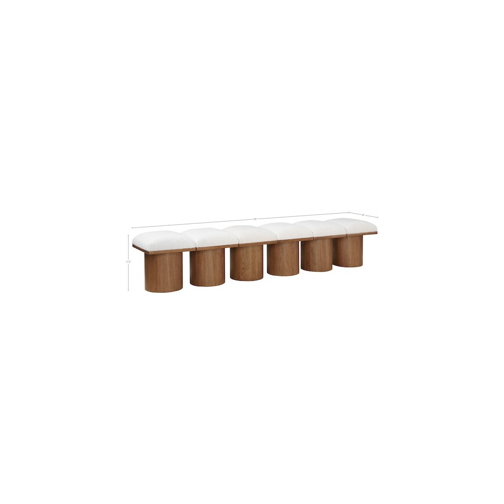 Pavilion Cream Boucle Fabric Bench. Picture 5