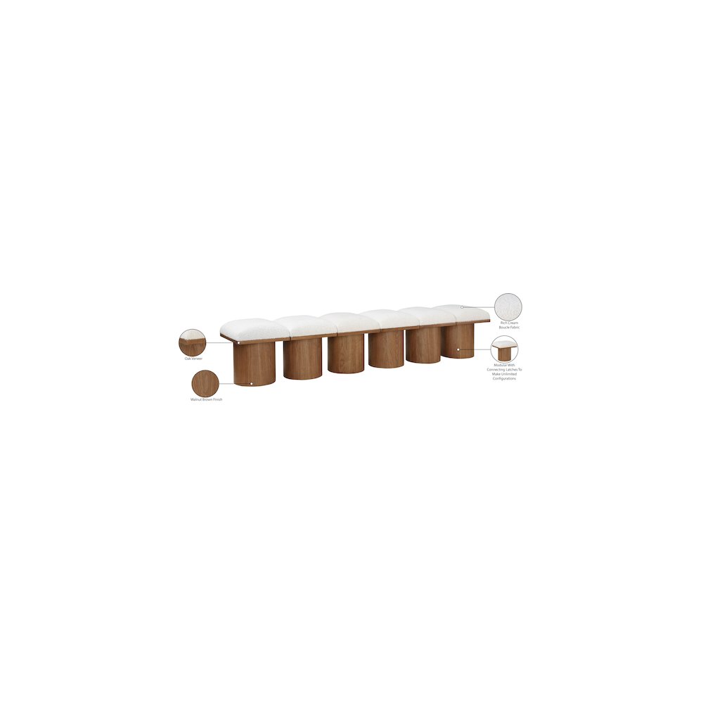 Pavilion Cream Boucle Fabric Bench. Picture 6