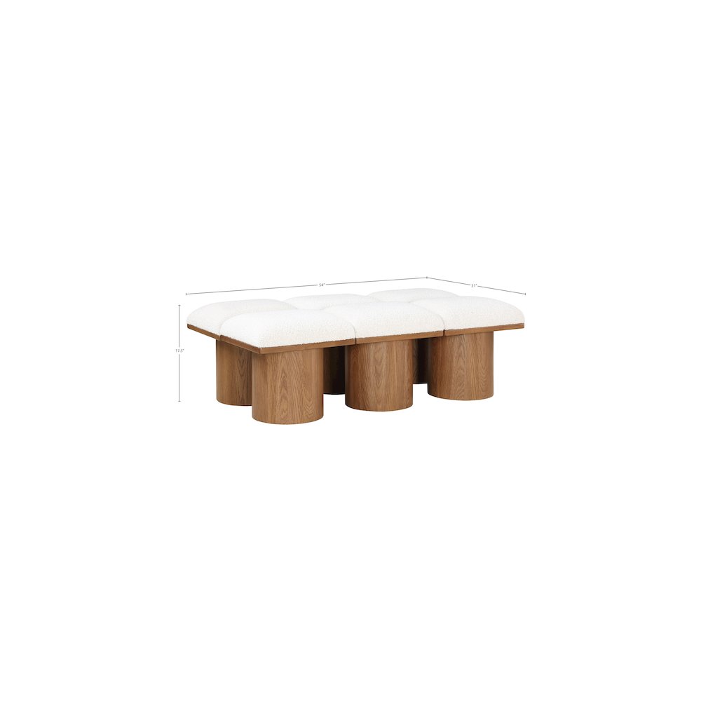 Pavilion Cream Boucle Fabric Bench. Picture 4