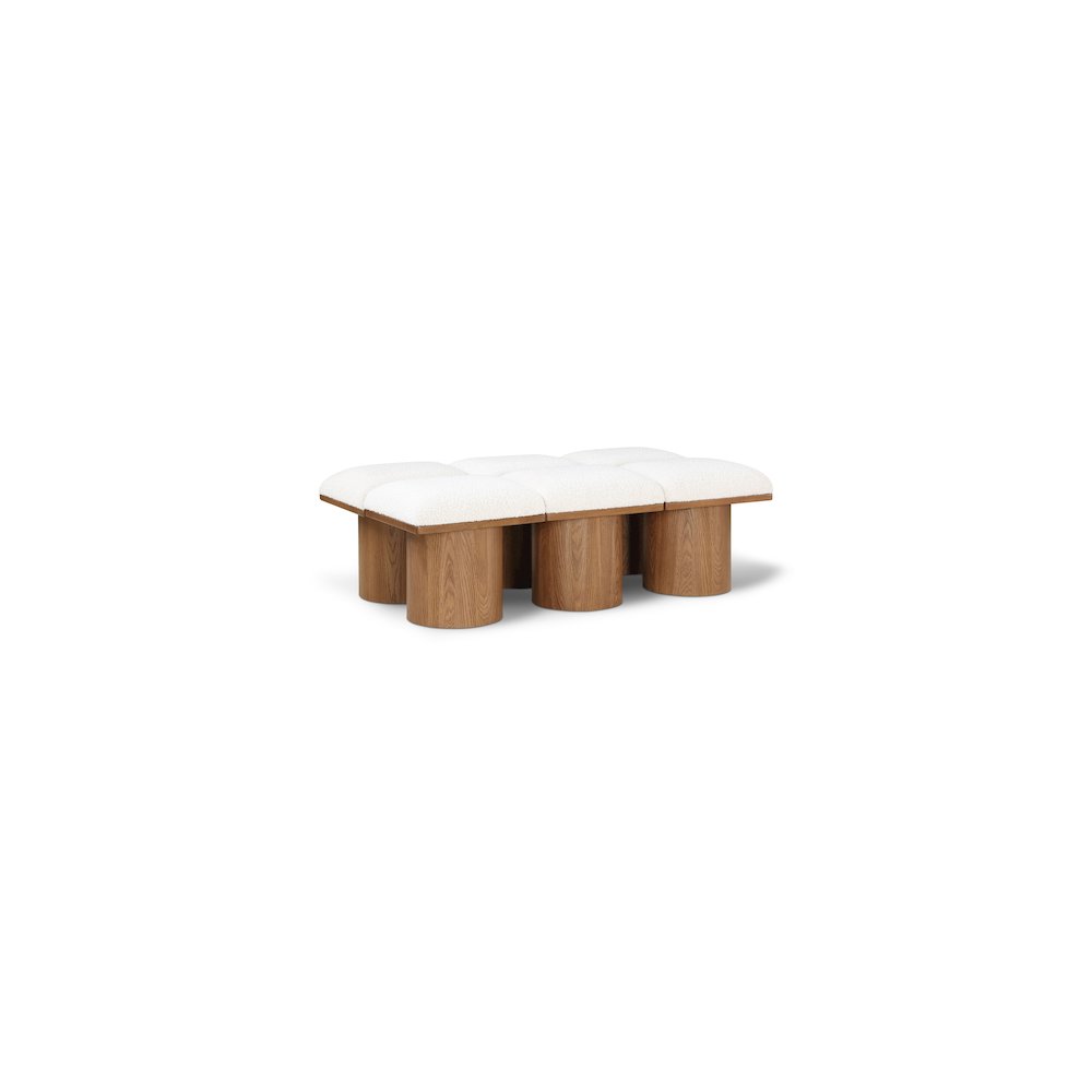 Pavilion Cream Boucle Fabric Bench. Picture 1