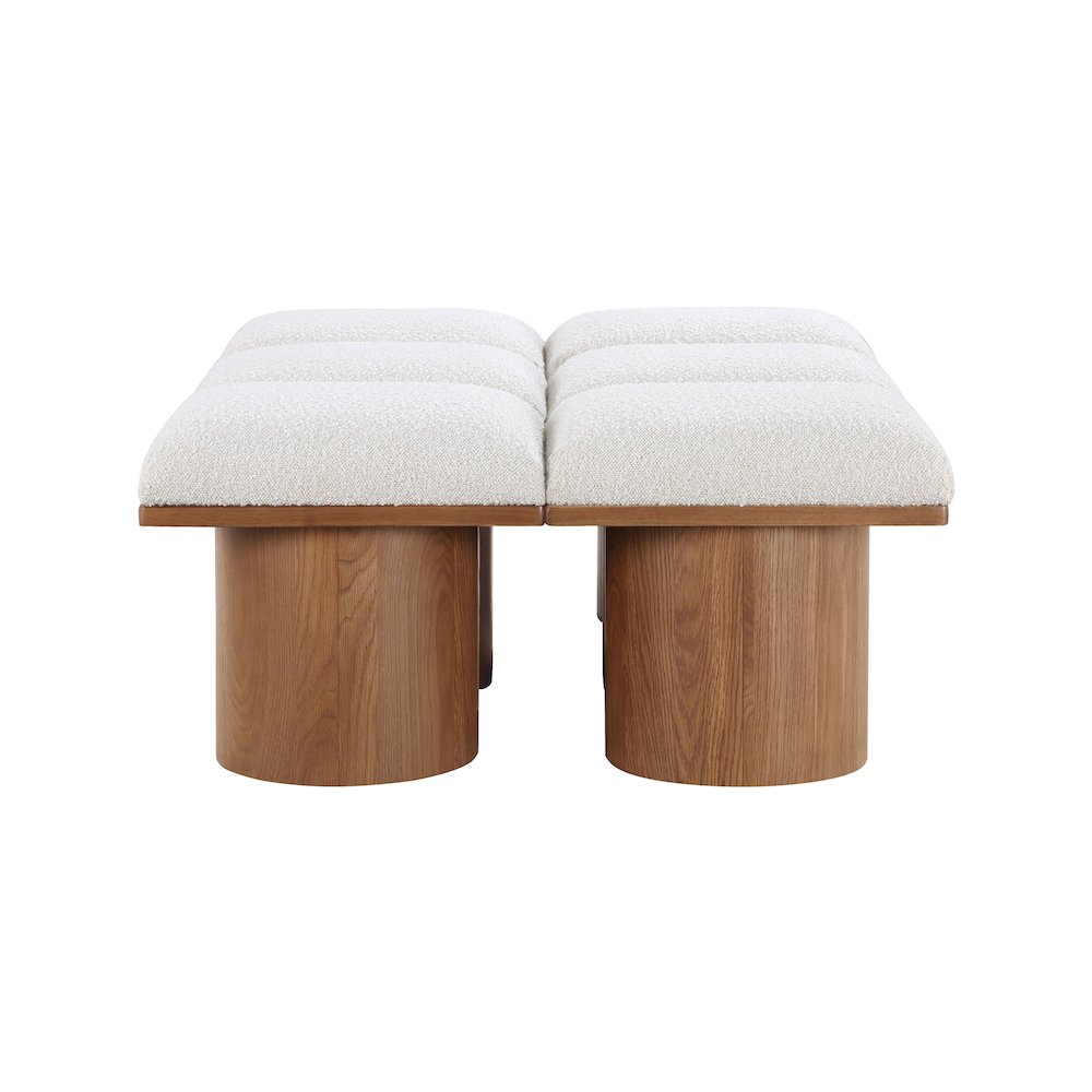 Pavilion Cream Boucle Fabric Bench. Picture 3
