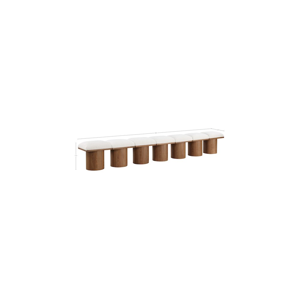 Pavilion Cream Boucle Fabric Bench. Picture 6