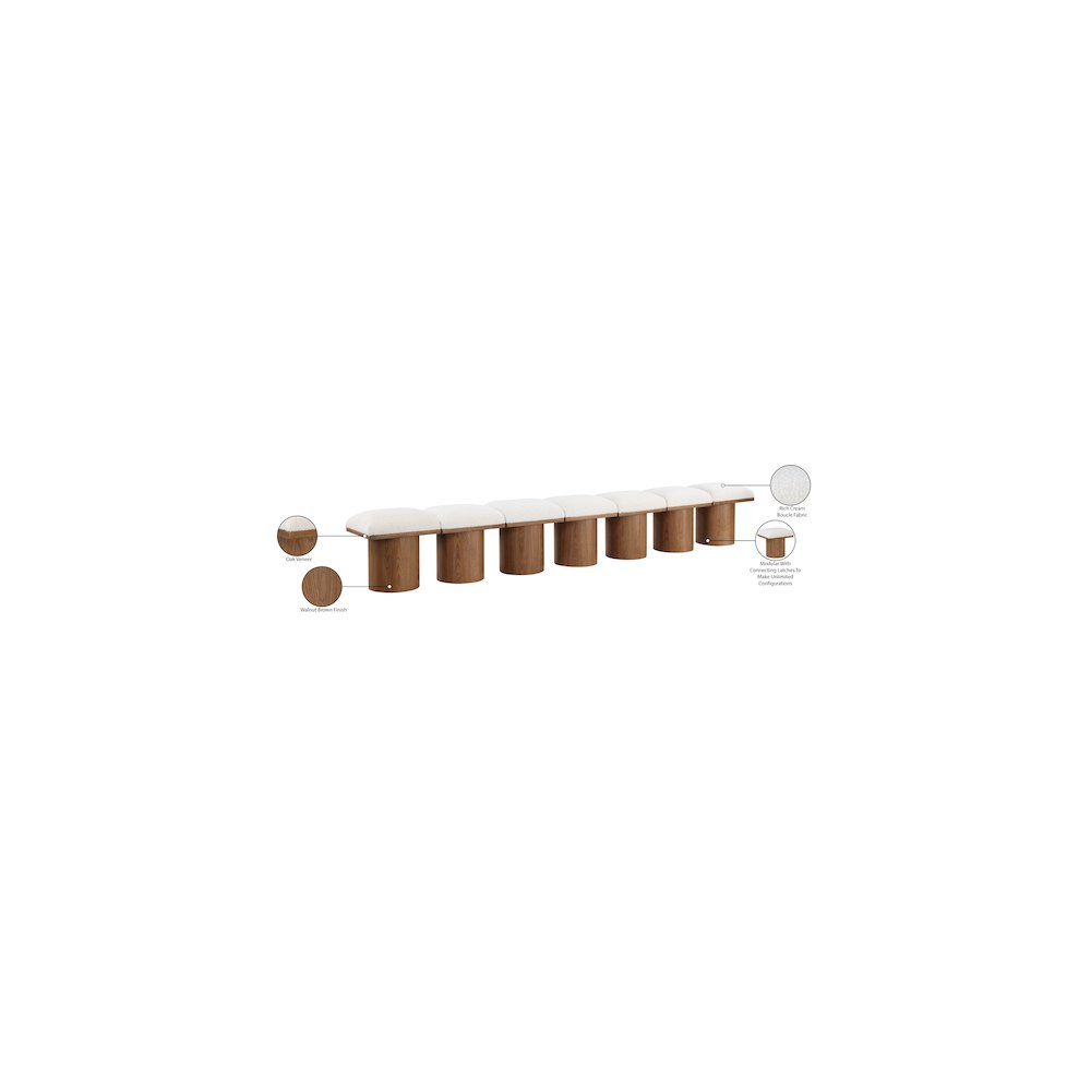 Pavilion Cream Boucle Fabric Bench. Picture 7
