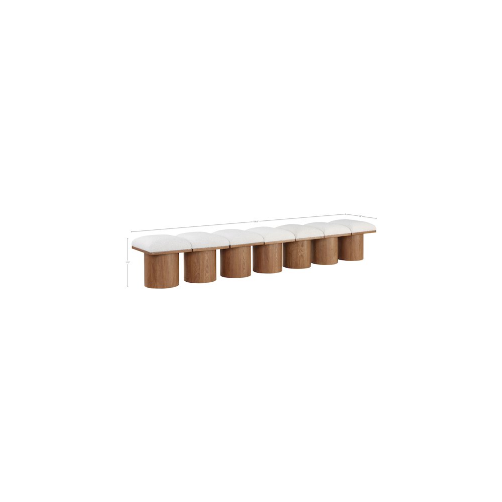 Pavilion Cream Boucle Fabric Bench. Picture 5