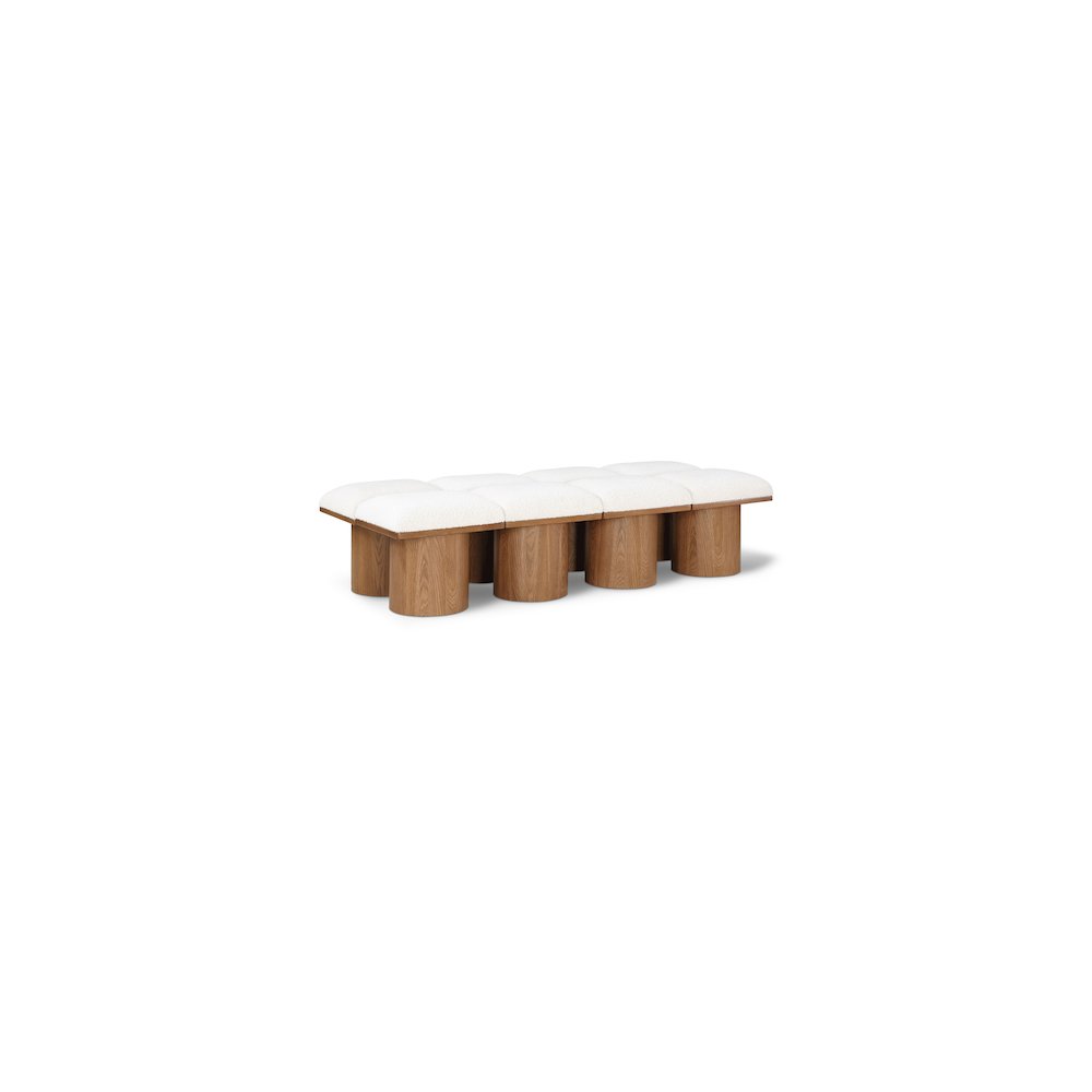 Pavilion Cream Boucle Fabric Bench. Picture 1