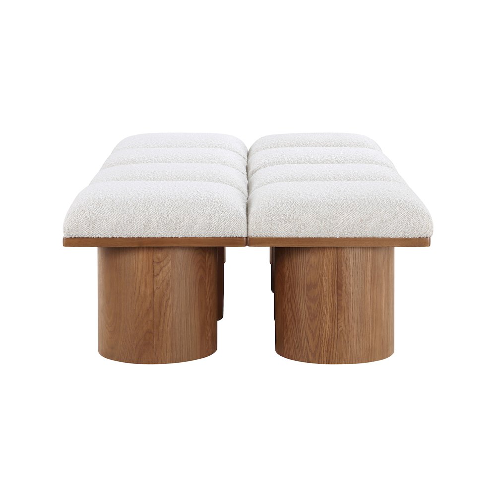 Pavilion Cream Boucle Fabric Bench. Picture 3