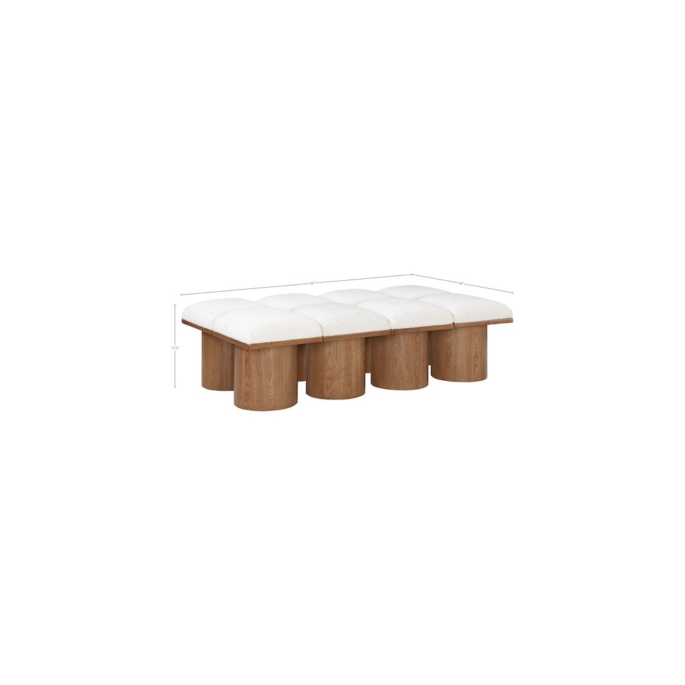 Pavilion Cream Boucle Fabric Bench. Picture 6