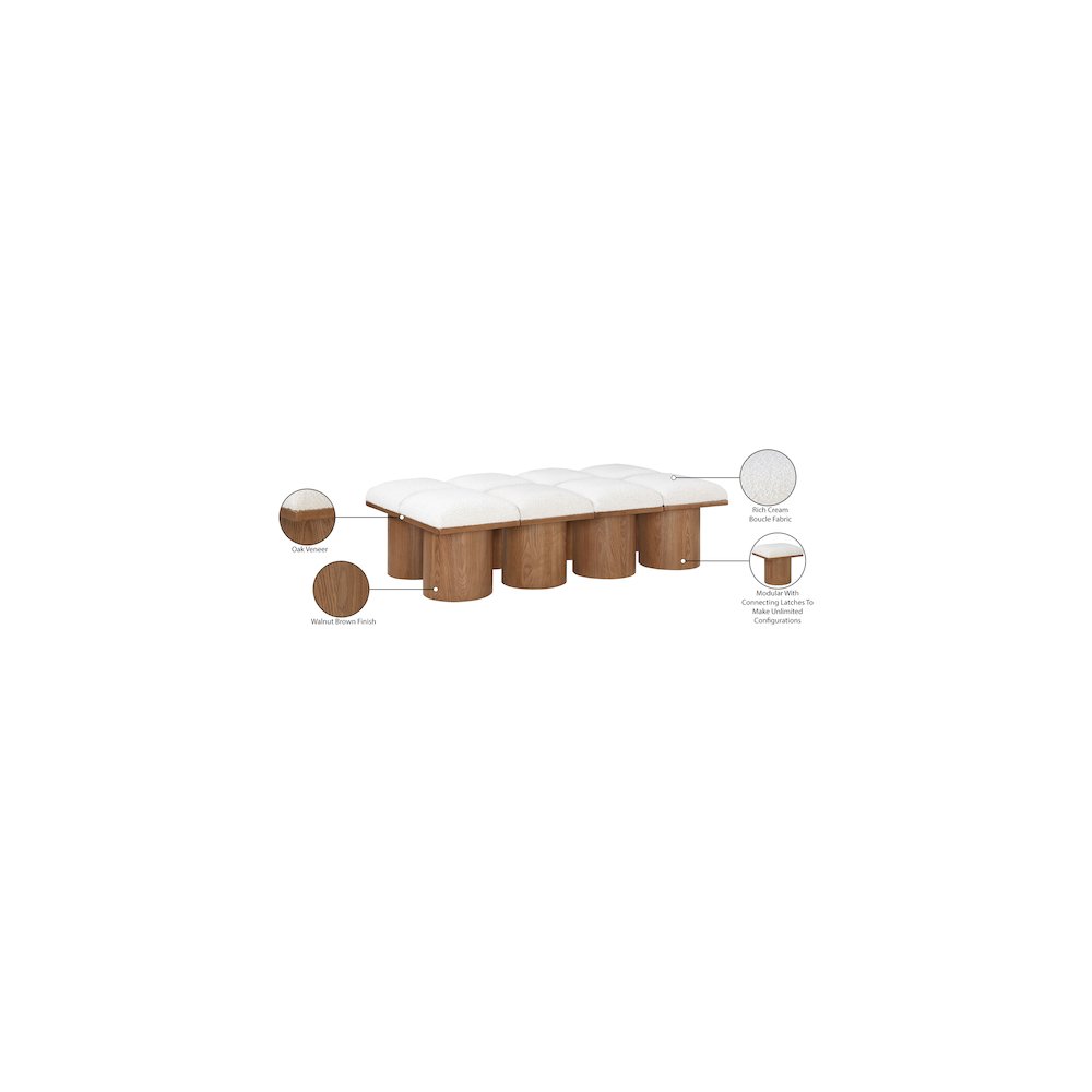 Pavilion Cream Boucle Fabric Bench. Picture 7