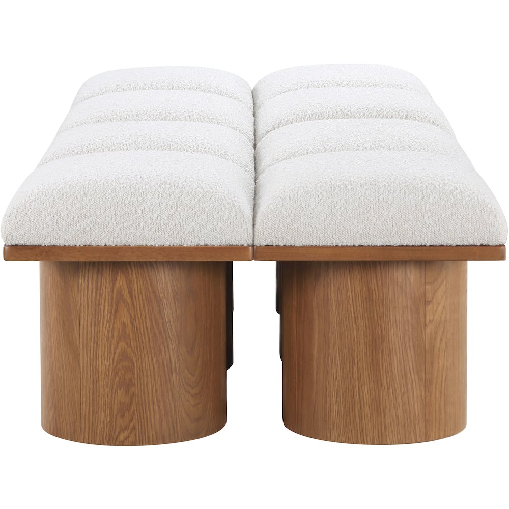 Pavilion Cream Boucle Fabric Bench. Picture 3
