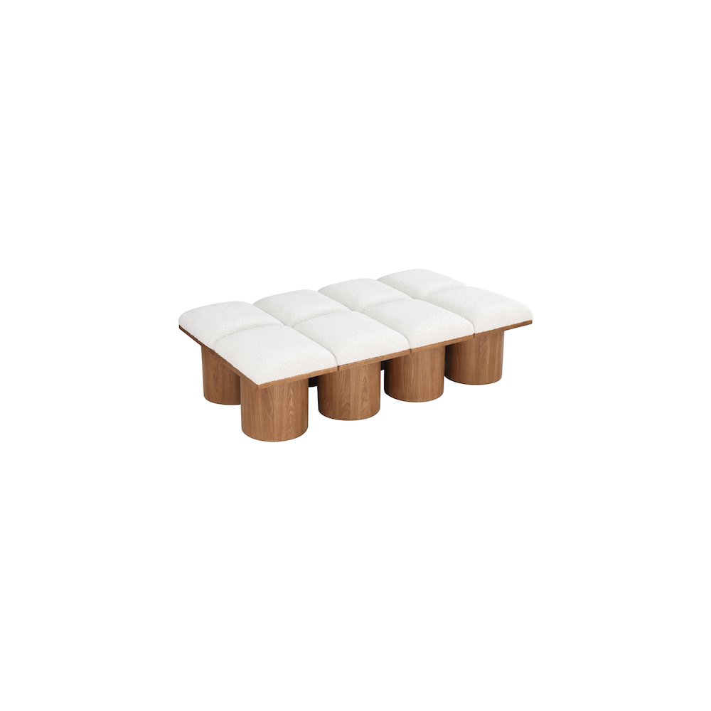 Pavilion Cream Boucle Fabric Bench. Picture 4