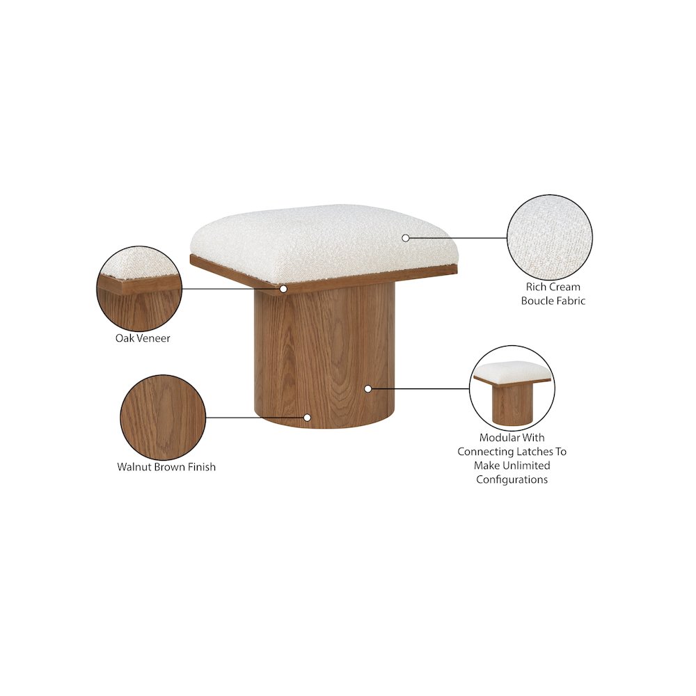 Pavilion Cream Boucle Fabric Bench/Stool. Picture 7