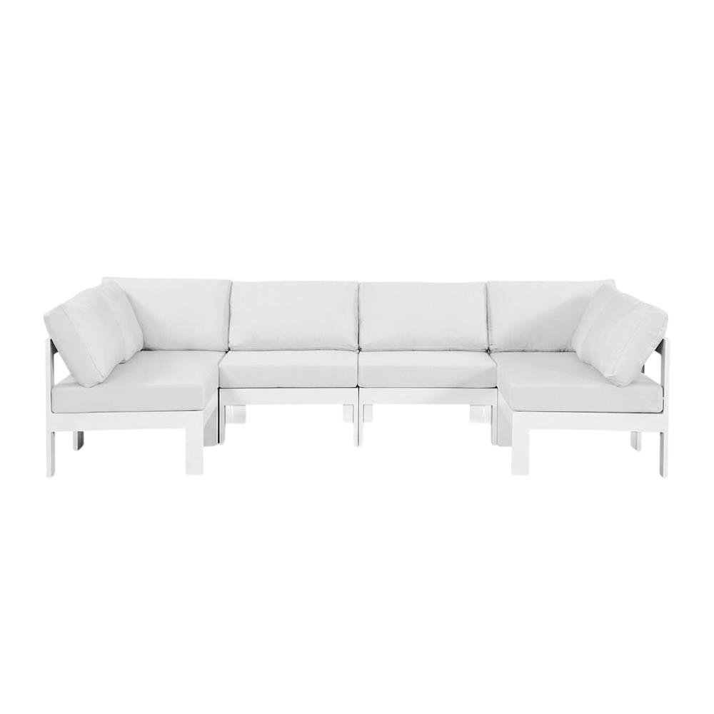 White Fabric Outdoor Modular Sectional For Patio Lounge With Contemporary Style. Picture 4