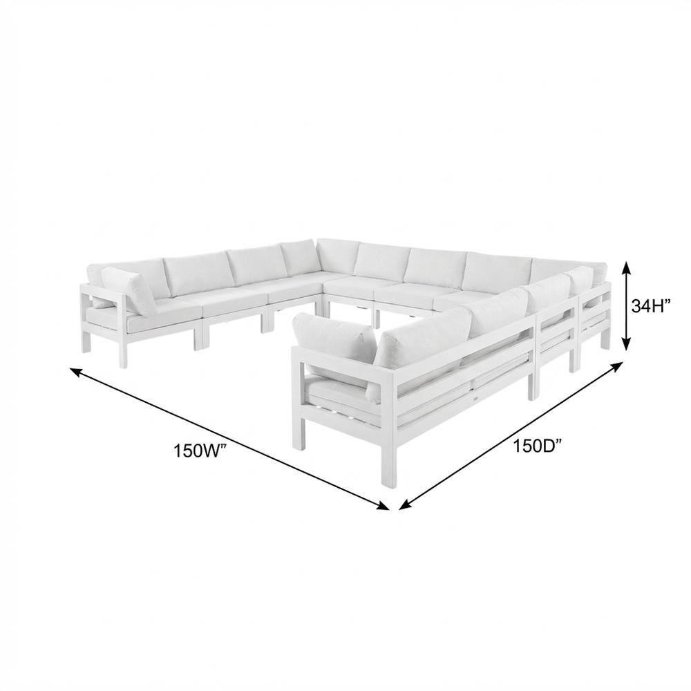 White Fabric Outdoor Patio Modular Sectional With Contemporary Style. Picture 7