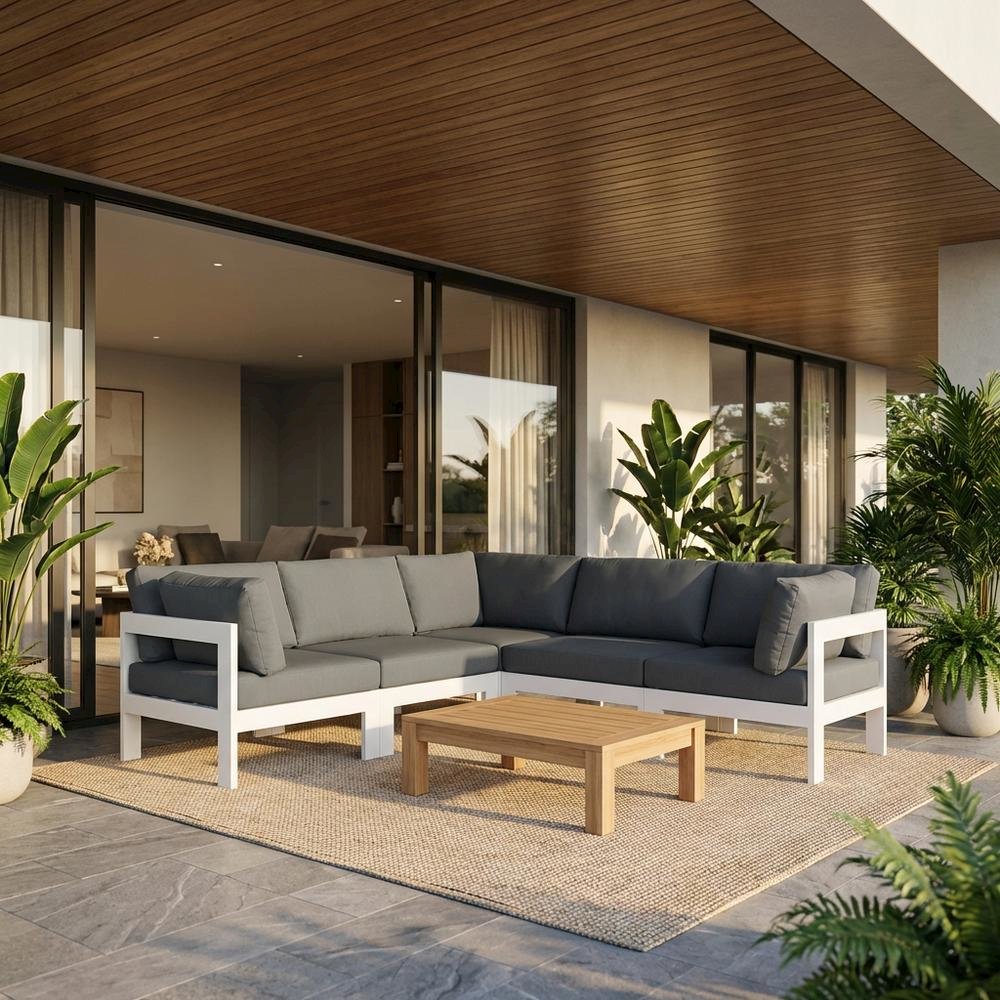 Gray Fabric Outdoor Patio Modular Sectional With Contemporary Style. Picture 2