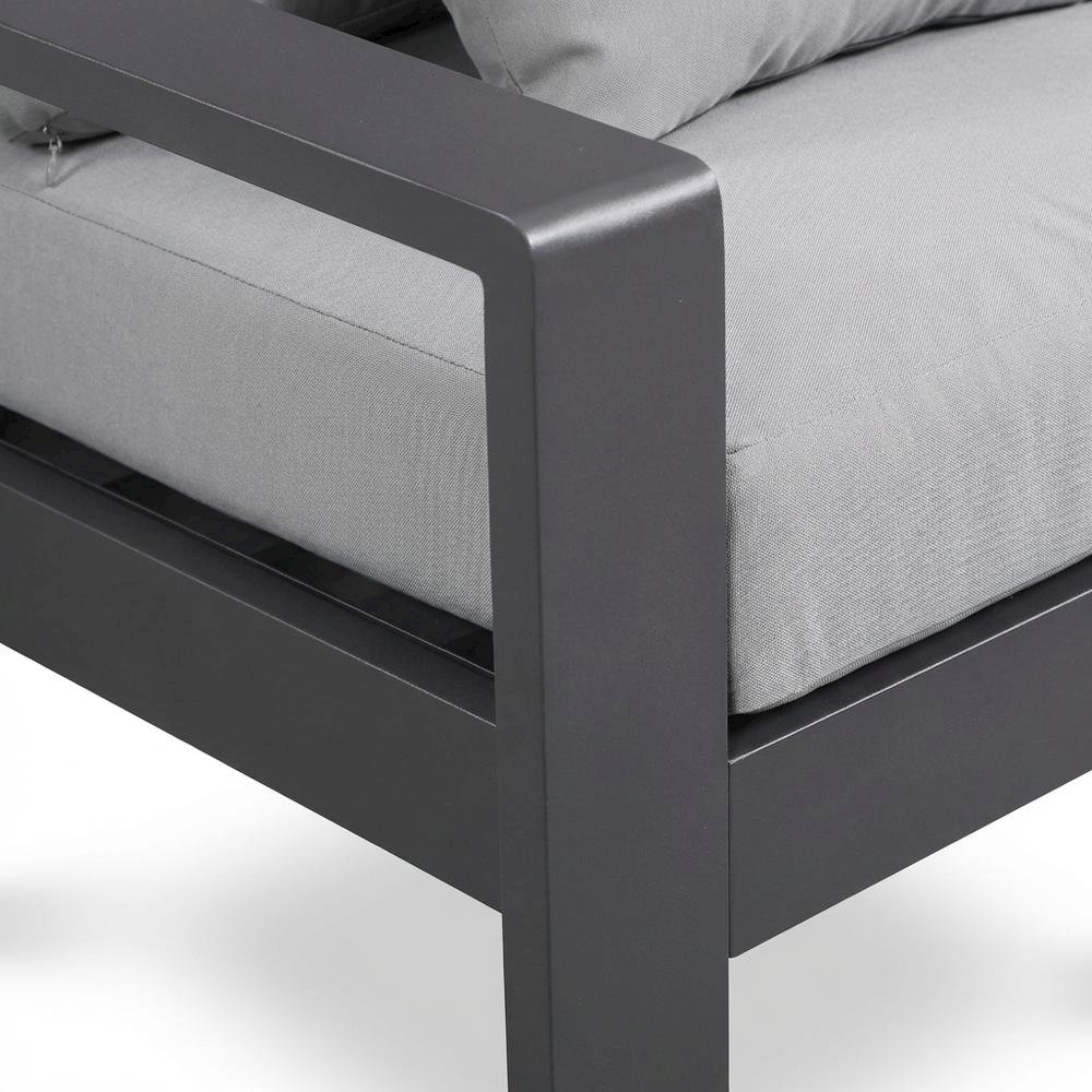 Gray Fabric Outdoor Patio Armchair With Aluminum Frame And Contemporary Design. Picture 6