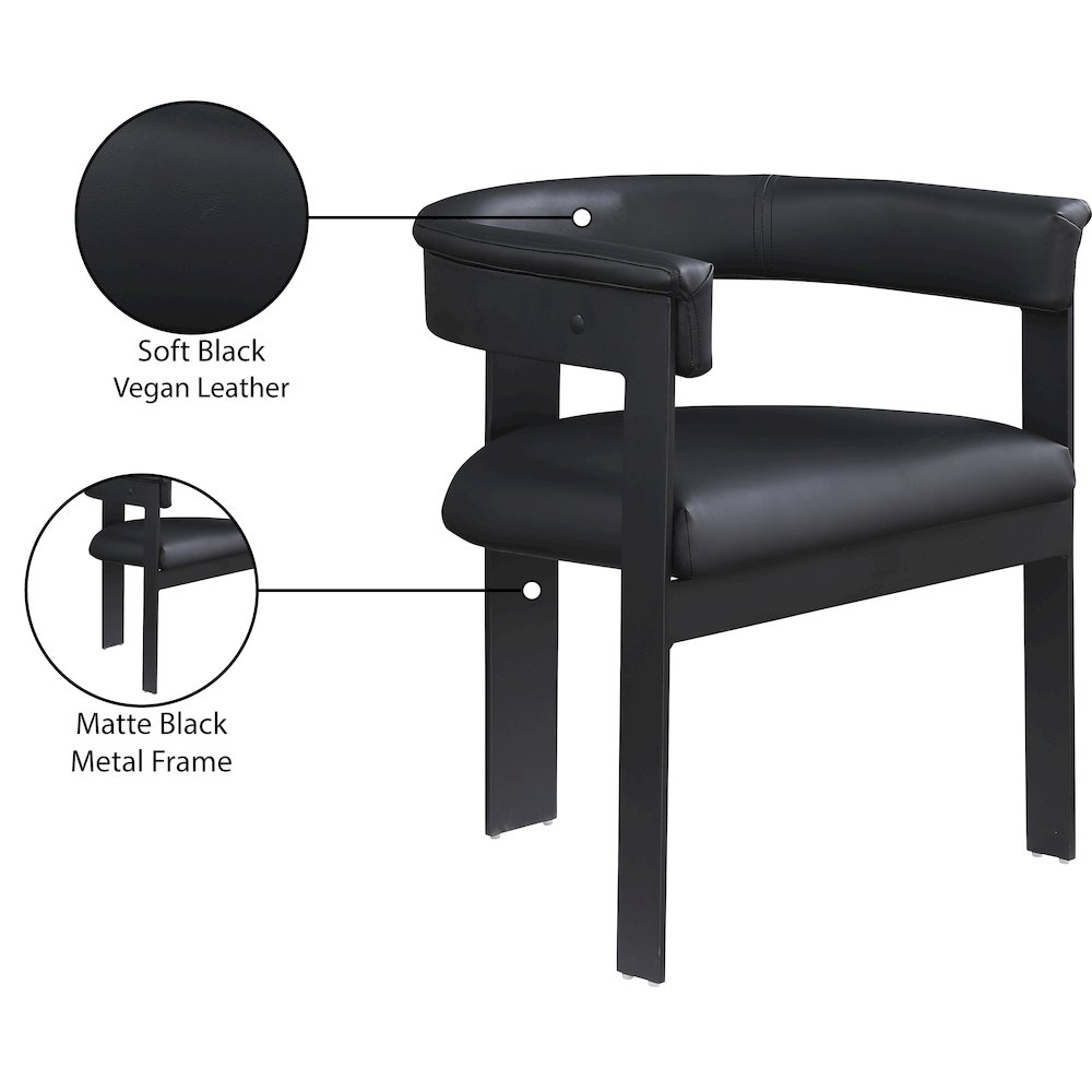 Romeo Black Vegan Leather Dining Chair, Set of 2. Picture 8