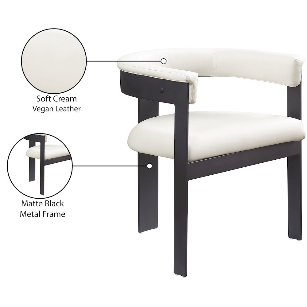 Romeo Cream Vegan Leather Dining Chair, Set of 2. Picture 8