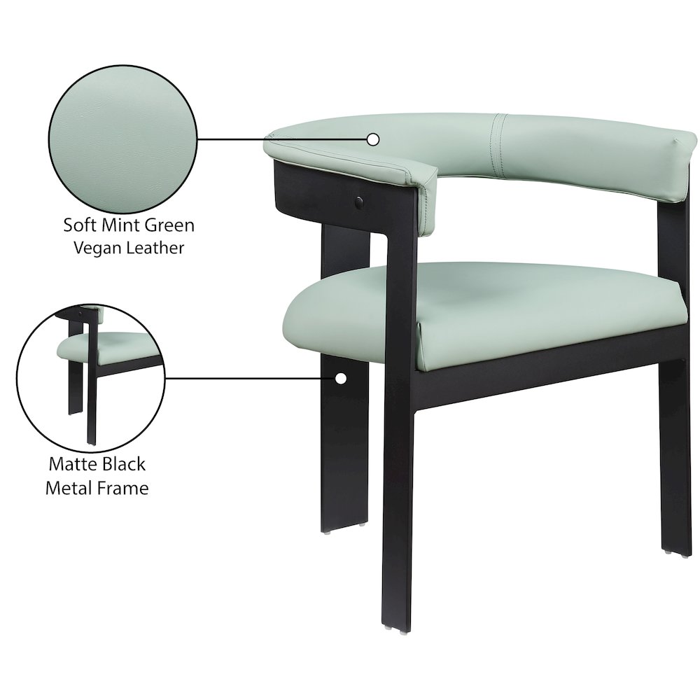 Romeo Mint Green Vegan Leather Dining Chair, Set of 2. Picture 8