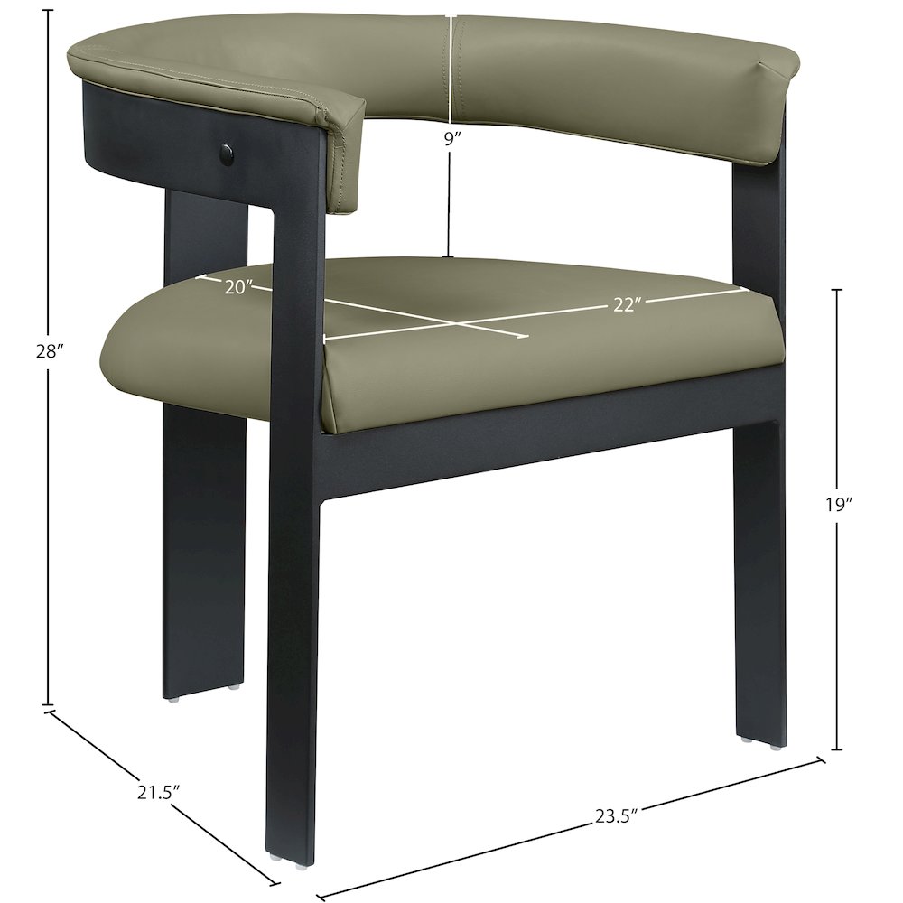 Romeo Olive Green Vegan Leather Dining Chair, Set of 2. Picture 8