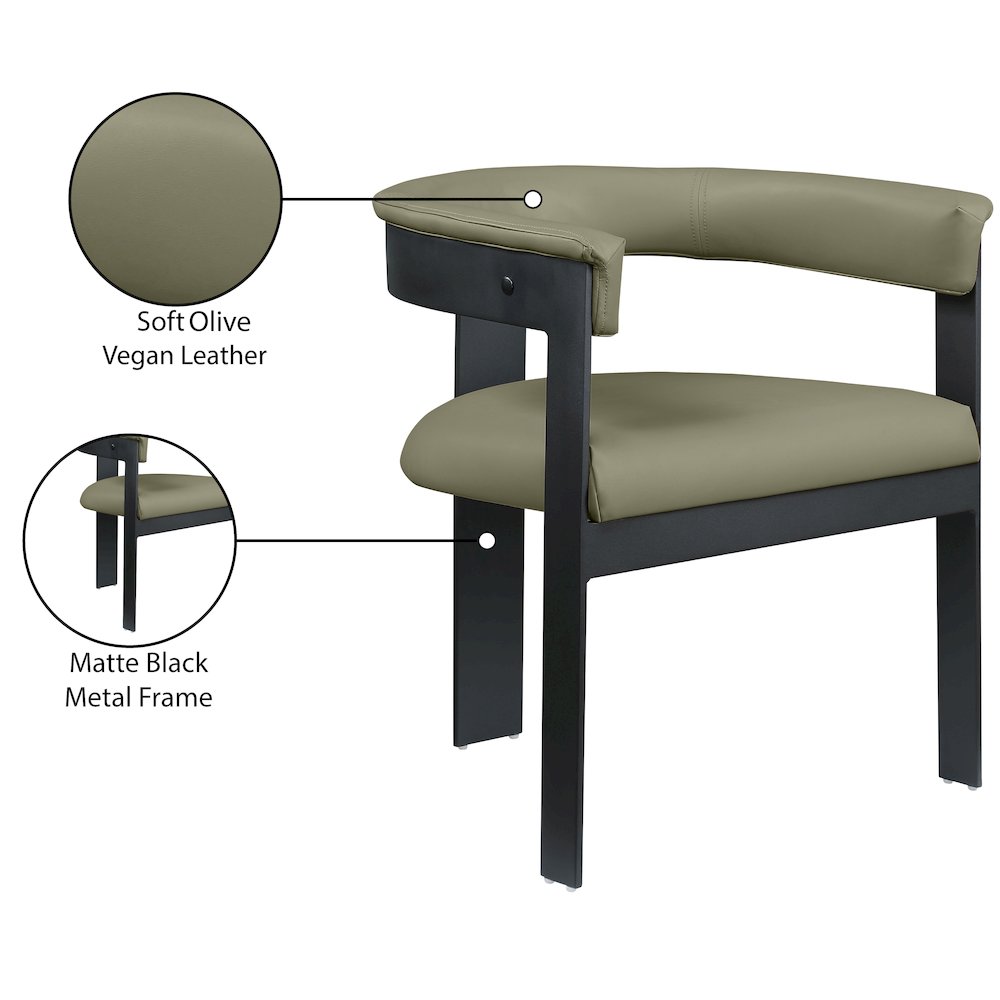 Romeo Olive Green Vegan Leather Dining Chair, Set of 2. Picture 9