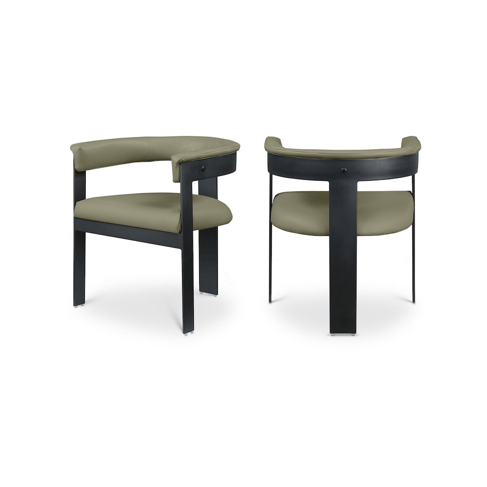 Romeo Olive Green Vegan Leather Dining Chair, Set of 2. Picture 1