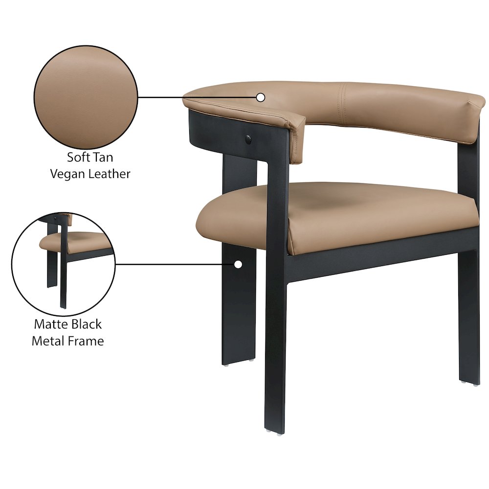 Romeo Tan Vegan Leather Dining Chair, Set of 2. Picture 8