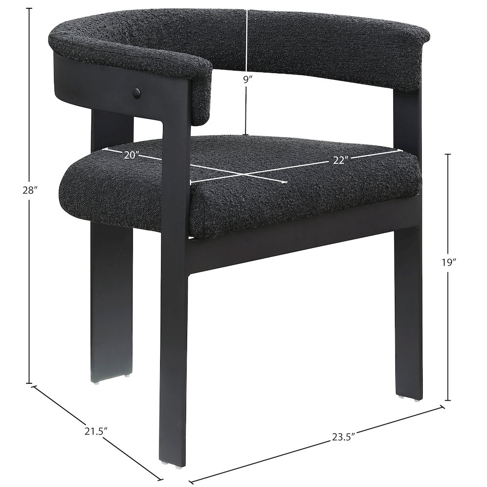 Romeo Black Boucle Fabric Dining Chair, Set of 2. Picture 7