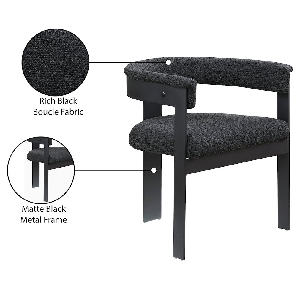 Romeo Black Boucle Fabric Dining Chair, Set of 2. Picture 8