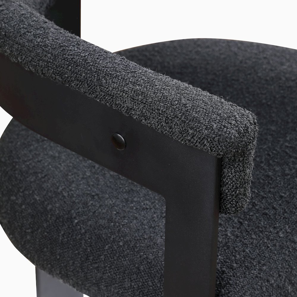 Romeo Black Boucle Fabric Dining Chair, Set of 2. Picture 6