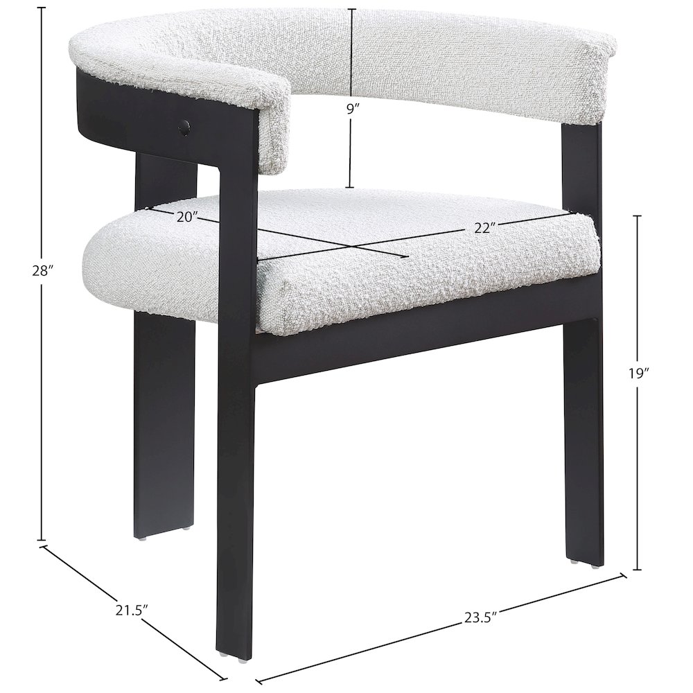 Romeo Cream Boucle Fabric Dining Chair, Set of 2. Picture 7