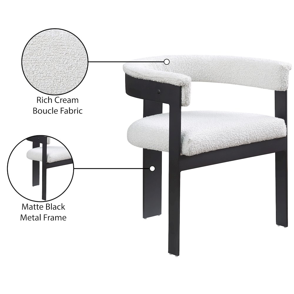 Romeo Cream Boucle Fabric Dining Chair, Set of 2. Picture 8