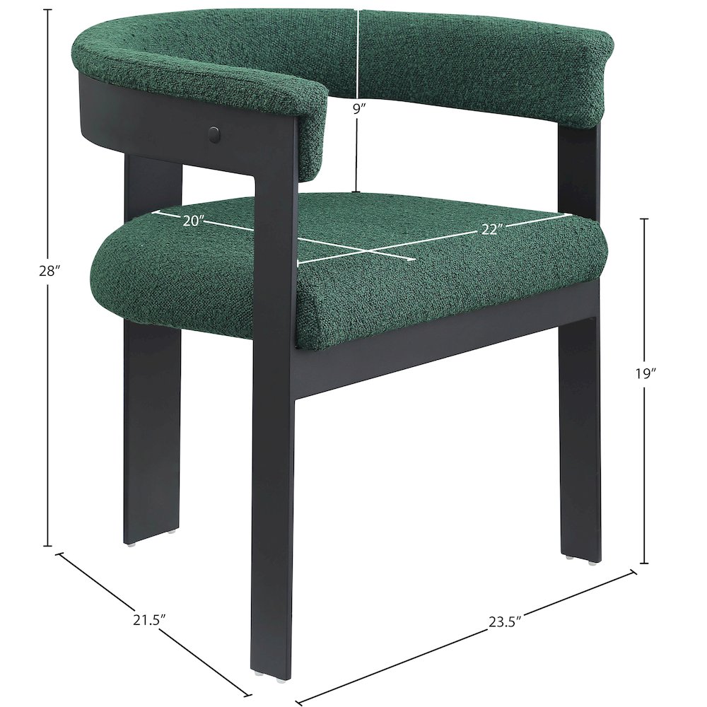Romeo Green Boucle Fabric Dining Chair, Set of 2. Picture 7