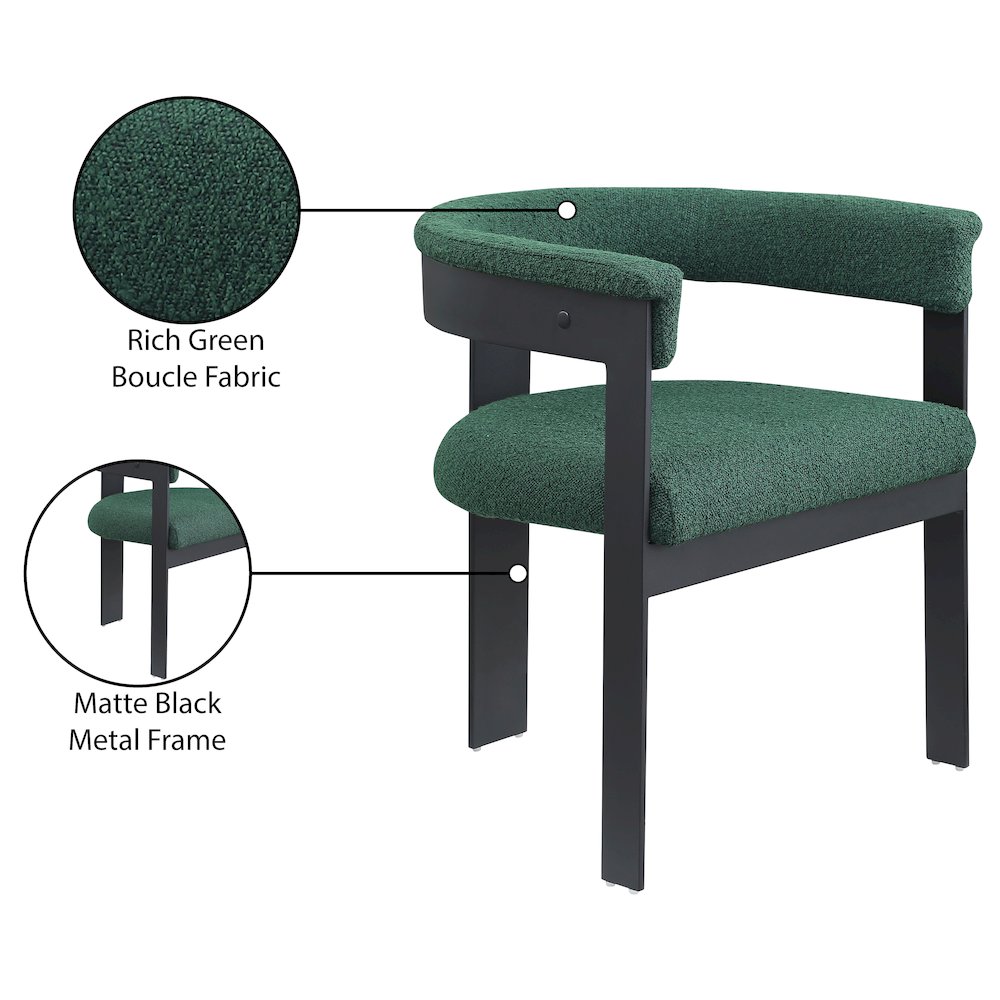 Romeo Green Boucle Fabric Dining Chair, Set of 2. Picture 8