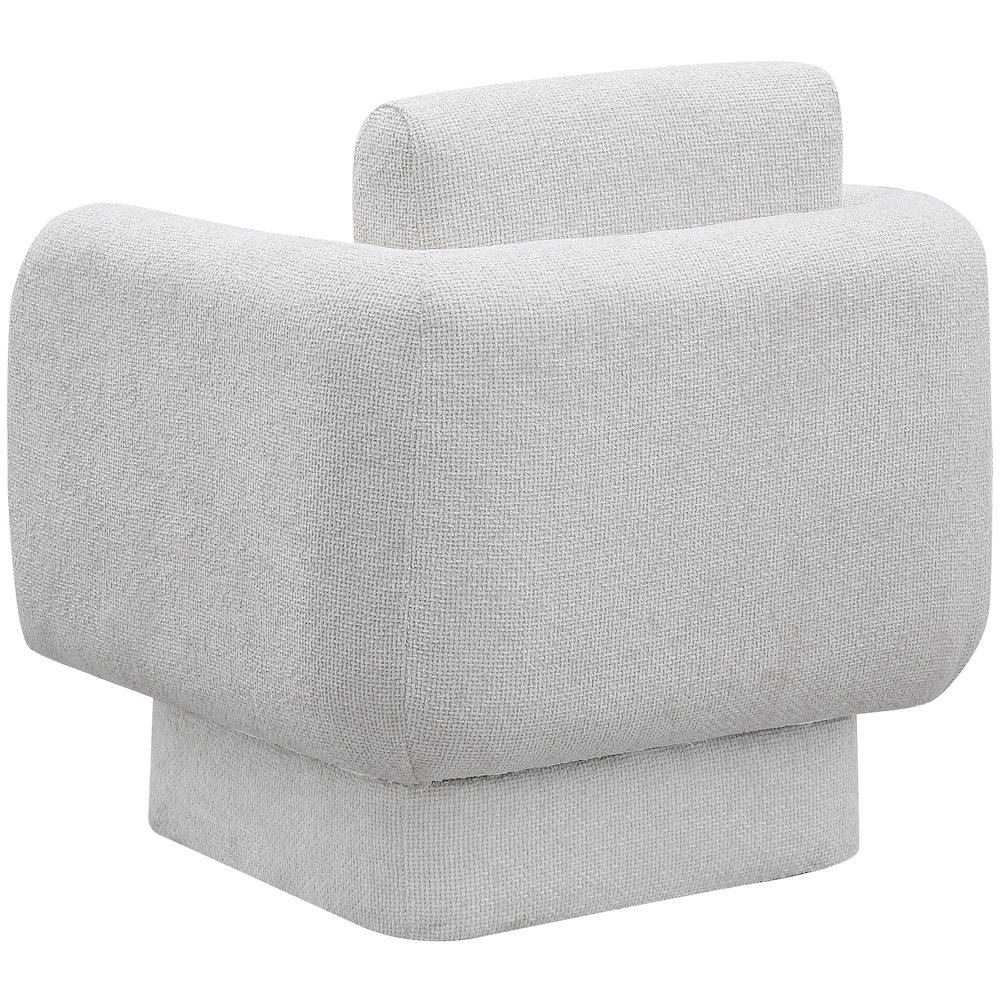 Alessandra Cream Chenille Fabric Swivel Accent Chair. Picture 3