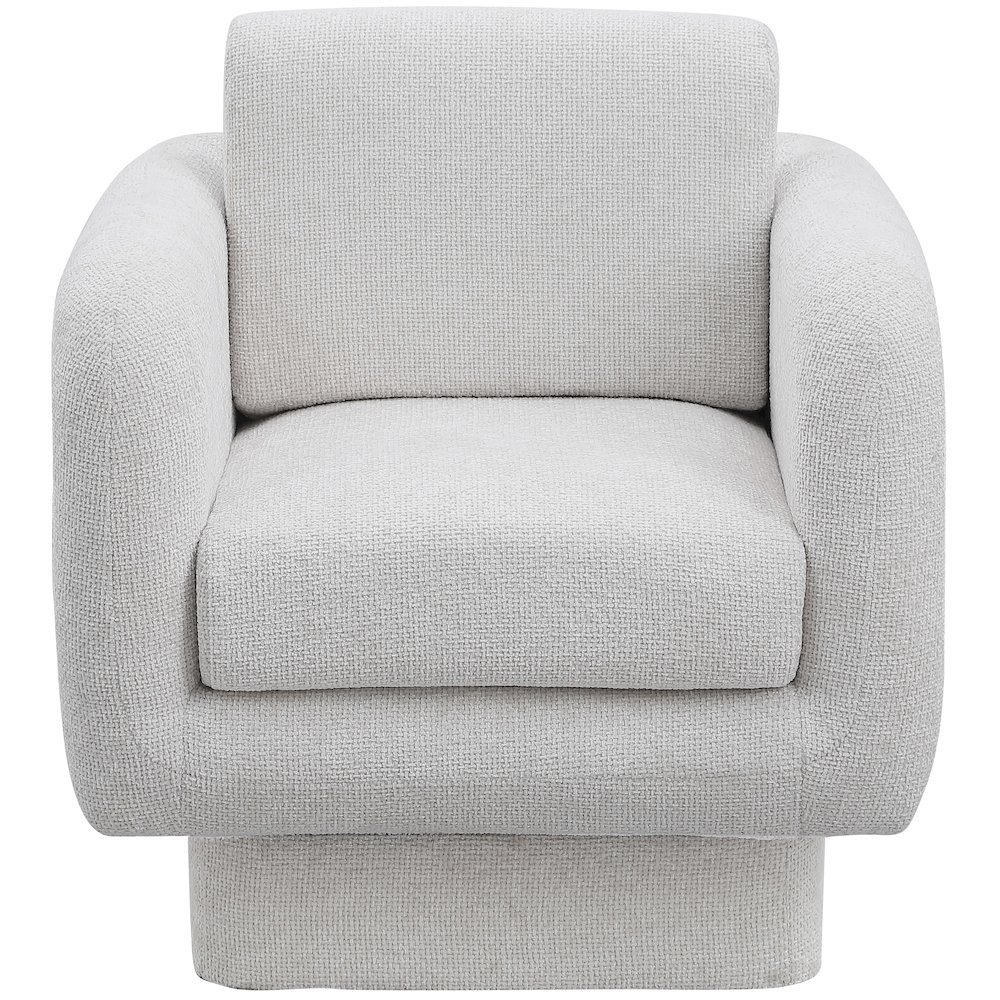 Alessandra Cream Chenille Fabric Swivel Accent Chair. Picture 4