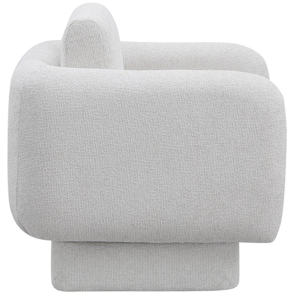 Alessandra Cream Chenille Fabric Swivel Accent Chair. Picture 5