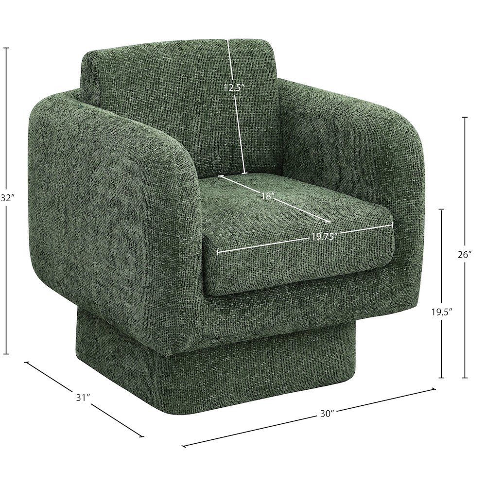 Alessandra Green Chenille Fabric Swivel Accent Chair. Picture 8