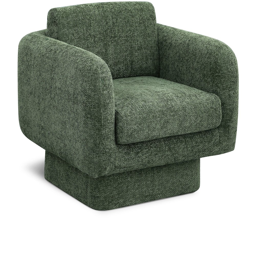 Alessandra Green Chenille Fabric Swivel Accent Chair. Picture 1