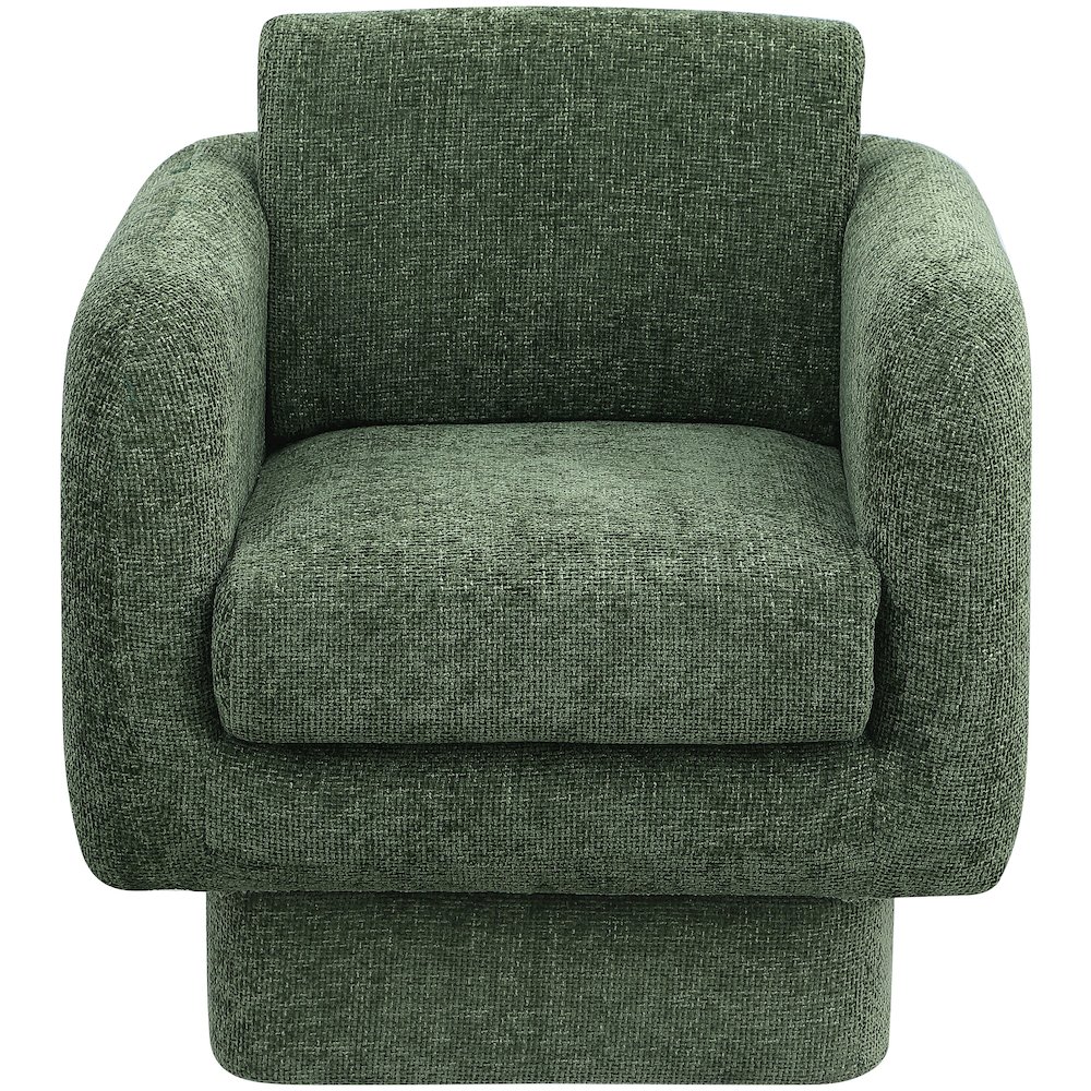 Alessandra Green Chenille Fabric Swivel Accent Chair. Picture 4