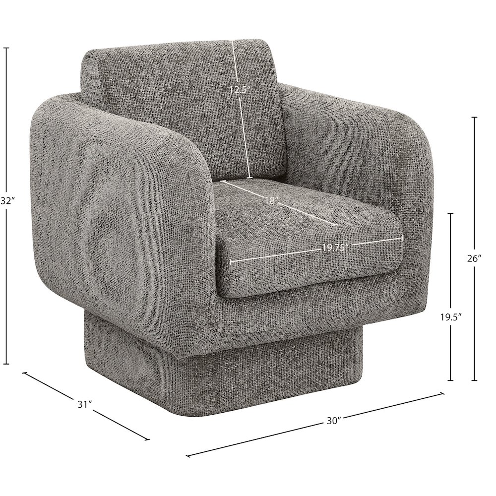 Alessandra Grey Chenille Fabric Swivel Accent Chair. Picture 8