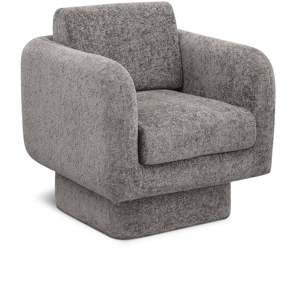 Alessandra Grey Chenille Fabric Swivel Accent Chair. Picture 1