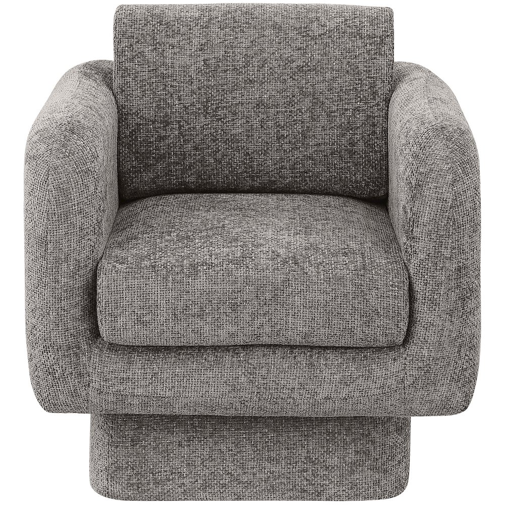 Alessandra Grey Chenille Fabric Swivel Accent Chair. Picture 4