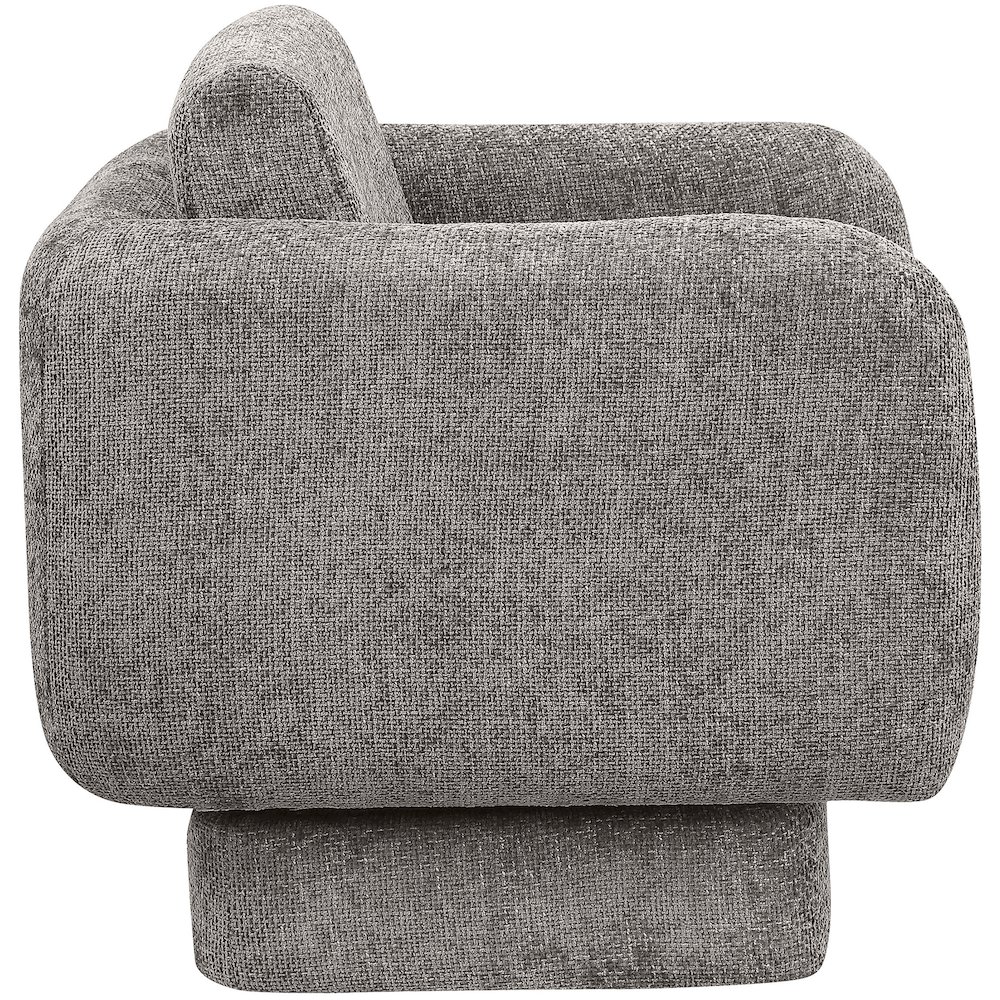 Alessandra Grey Chenille Fabric Swivel Accent Chair. Picture 5