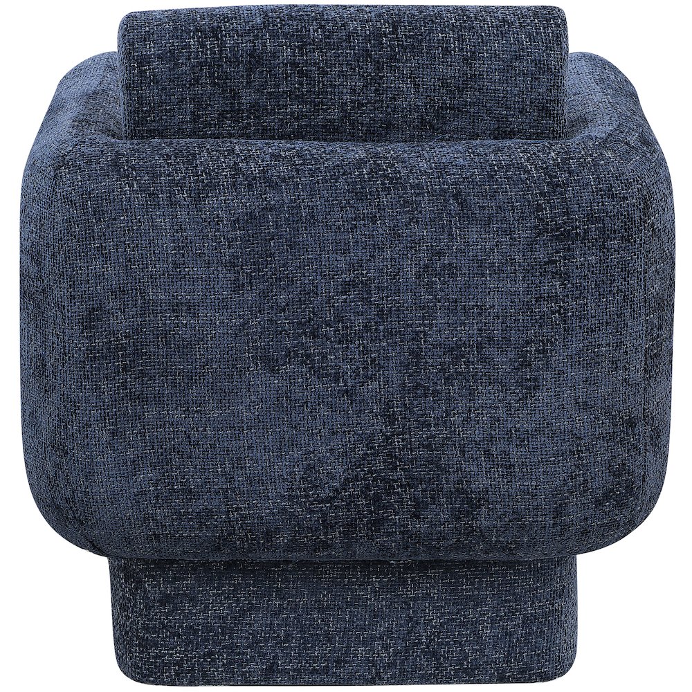 Alessandra Navy Chenille Fabric Swivel Accent Chair. Picture 2