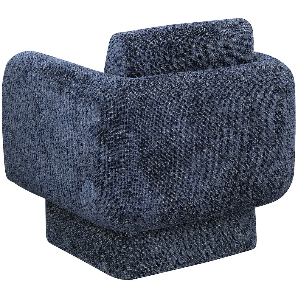 Alessandra Navy Chenille Fabric Swivel Accent Chair. Picture 3
