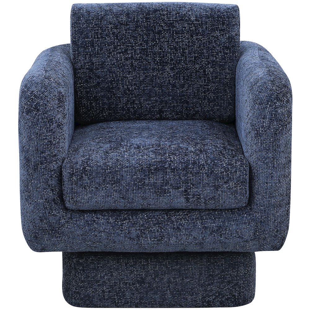 Alessandra Navy Chenille Fabric Swivel Accent Chair. Picture 4