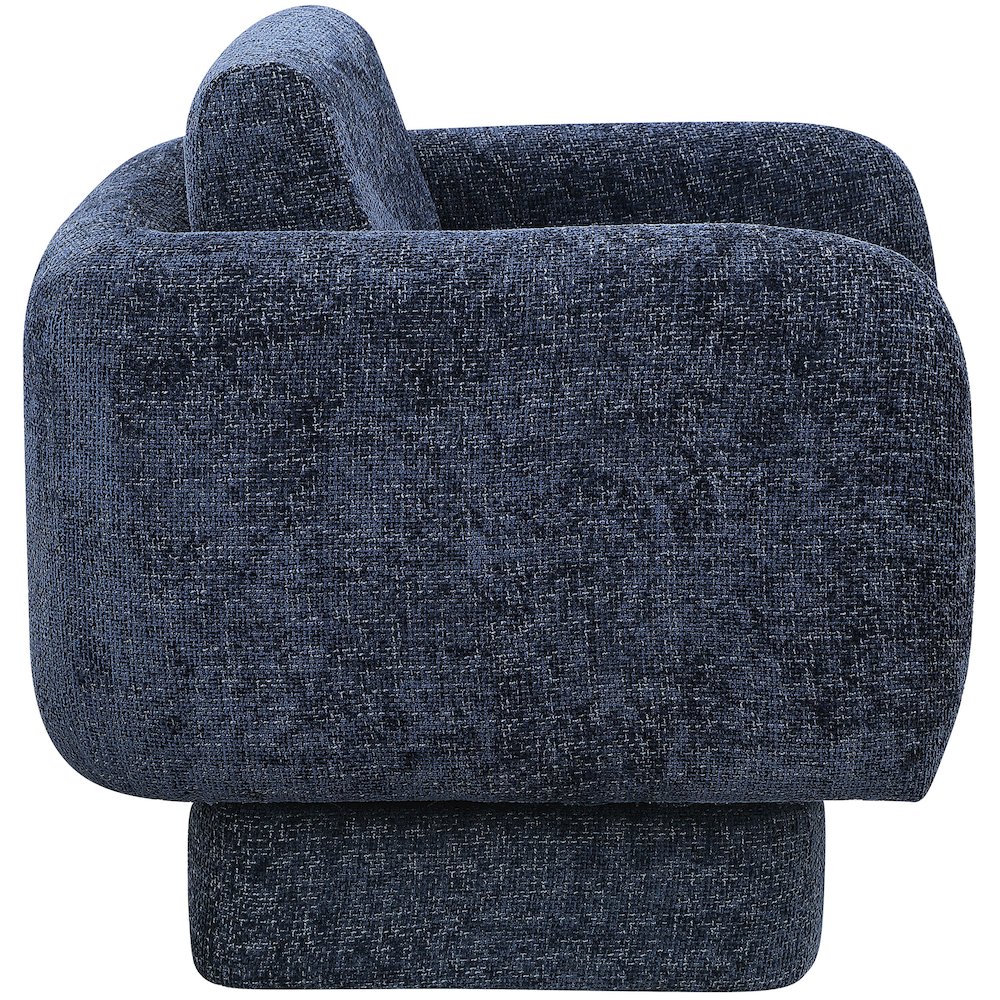 Alessandra Navy Chenille Fabric Swivel Accent Chair. Picture 5